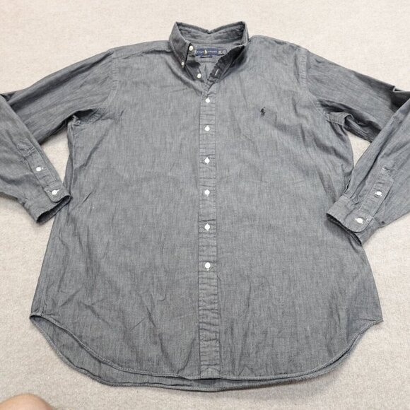 Polo Ralph Lauren Mens Shirt XLT Gray Chambray Button Down Classic Fit - Picture 1 of 7